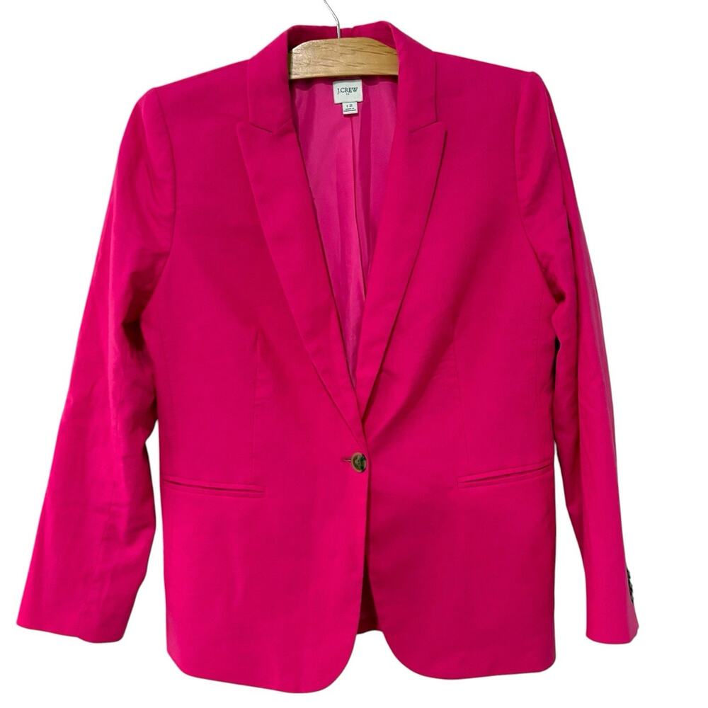 J. Crew Factory | Blazer Hot Pink Linen Blend Preppy Business- Size 12